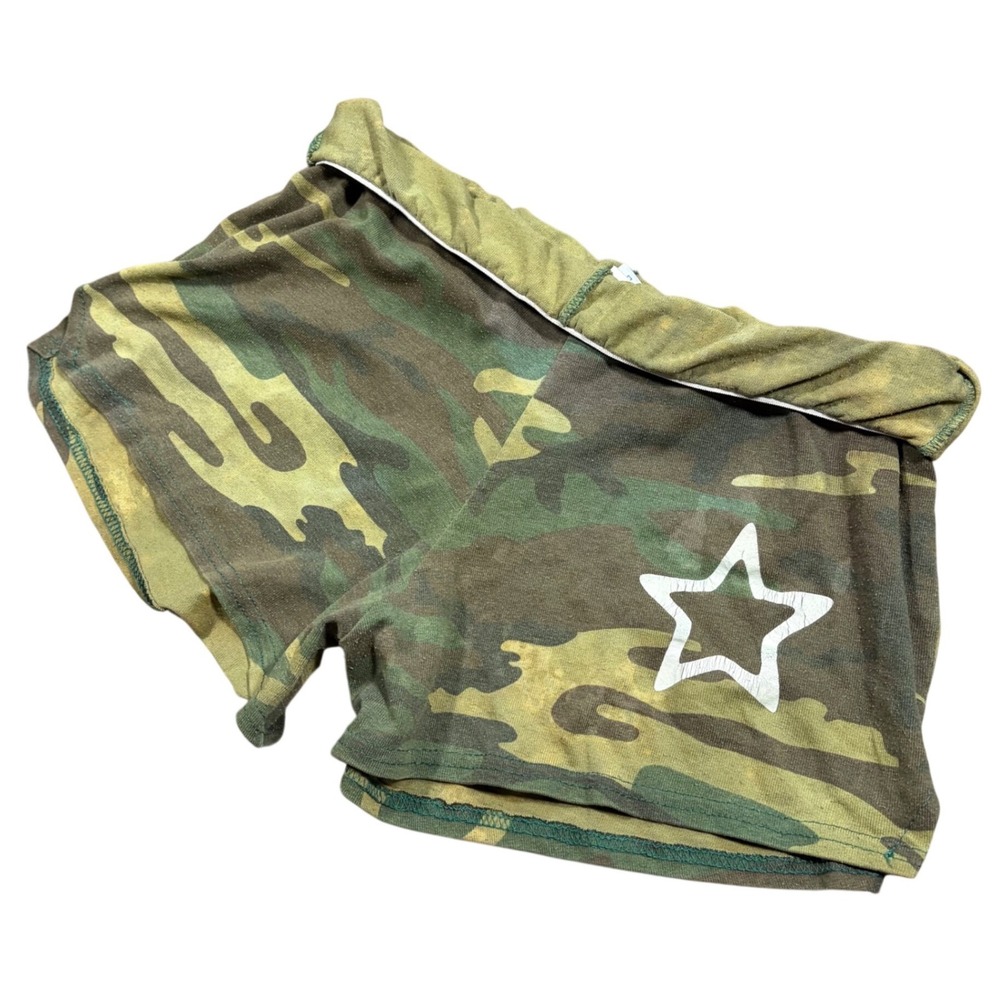 Y2K Grunge Micro Camo Star Shorts Vintage Made in USA Green Camouflage